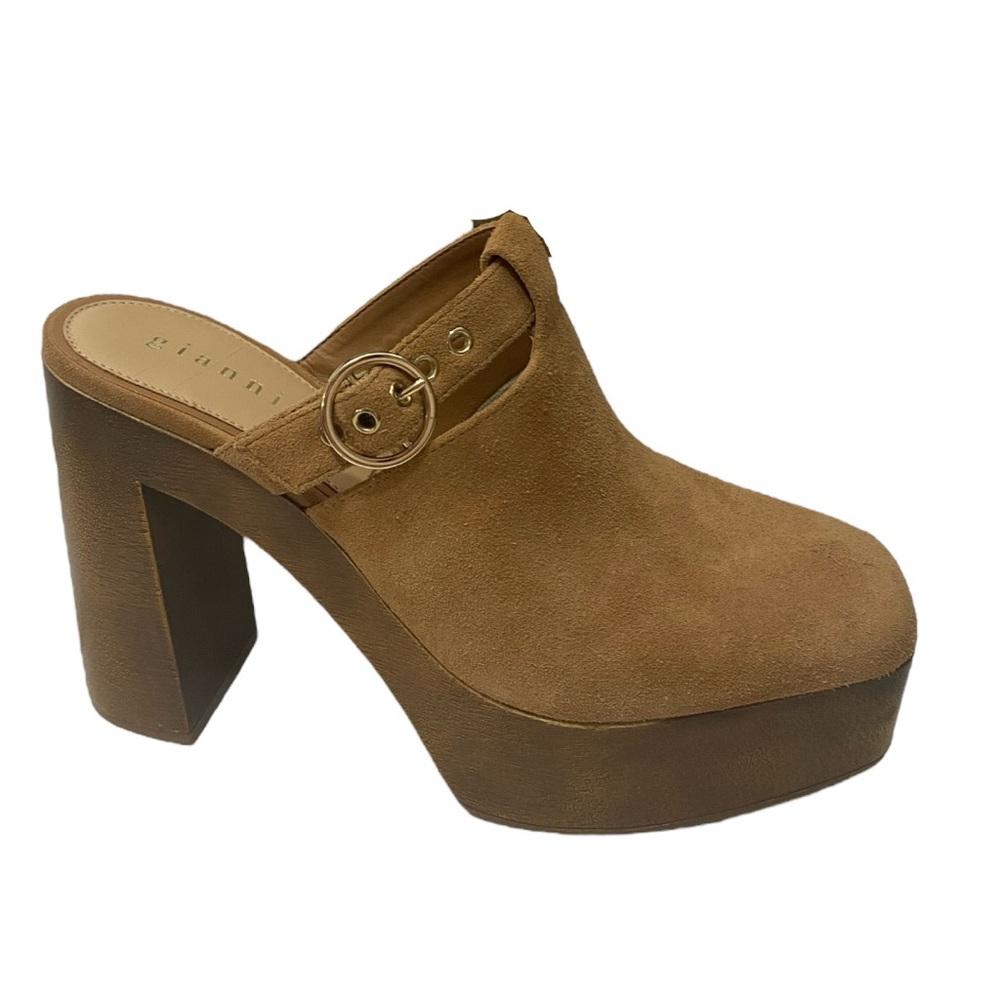 Gianni Bini Sotelo Suede Platform Clogs In Tan  Women's size 8.5M